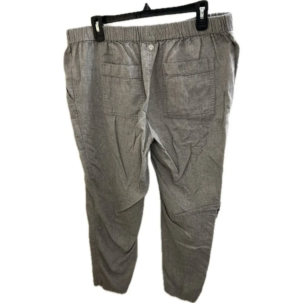 PRANA Breathe Pants Womens Xl Gray Ribbed Drawstring Cropped Outdoor Travel - Picture 2 of 13